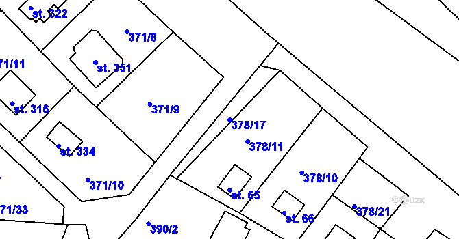 Parcela st. 378/17 v KÚ Mechová, Katastrální mapa