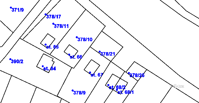 Parcela st. 378/21 v KÚ Mechová, Katastrální mapa