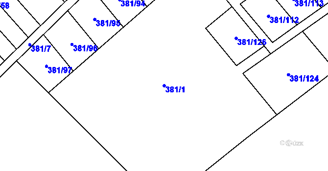 Parcela st. 381/1 v KÚ Mechová, Katastrální mapa