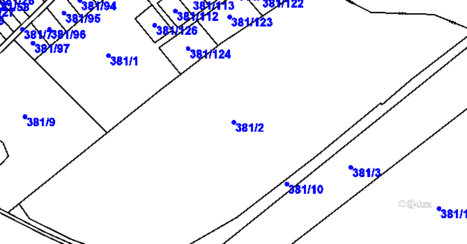 Parcela st. 381/2 v KÚ Mechová, Katastrální mapa