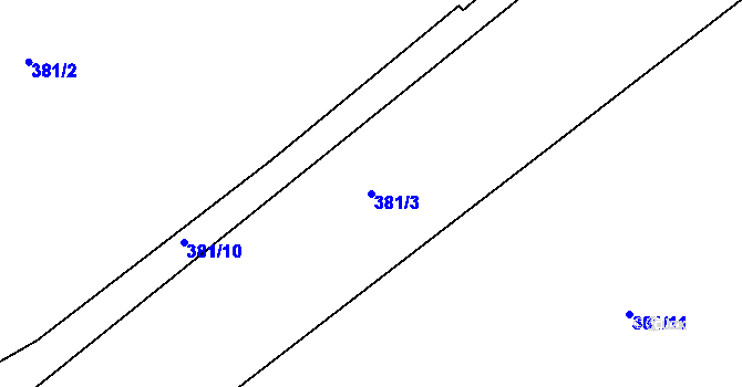 Parcela st. 381/3 v KÚ Mechová, Katastrální mapa