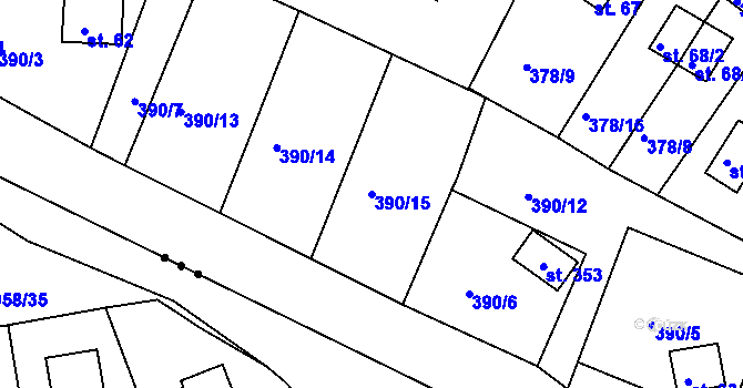 Parcela st. 390/15 v KÚ Mechová, Katastrální mapa