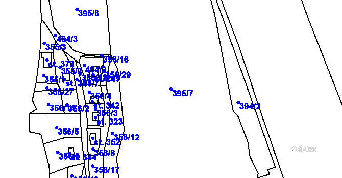 Parcela st. 395/7 v KÚ Mechová, Katastrální mapa