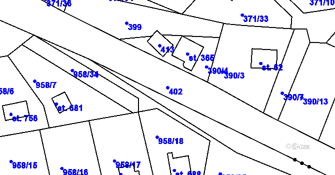 Parcela st. 402 v KÚ Mechová, Katastrální mapa