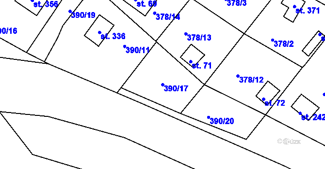 Parcela st. 390/17 v KÚ Mechová, Katastrální mapa