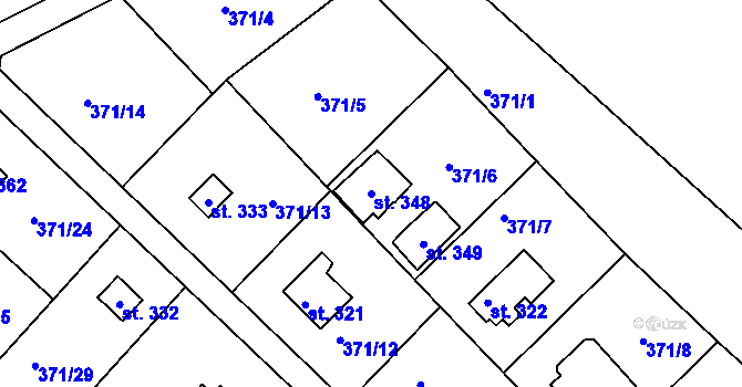 Parcela st. 348 v KÚ Mechová, Katastrální mapa