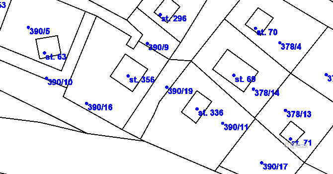 Parcela st. 390/19 v KÚ Mechová, Katastrální mapa