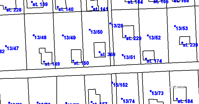 Parcela st. 360 v KÚ Mechová, Katastrální mapa