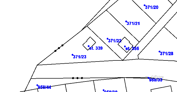 Parcela st. 339 v KÚ Mechová, Katastrální mapa