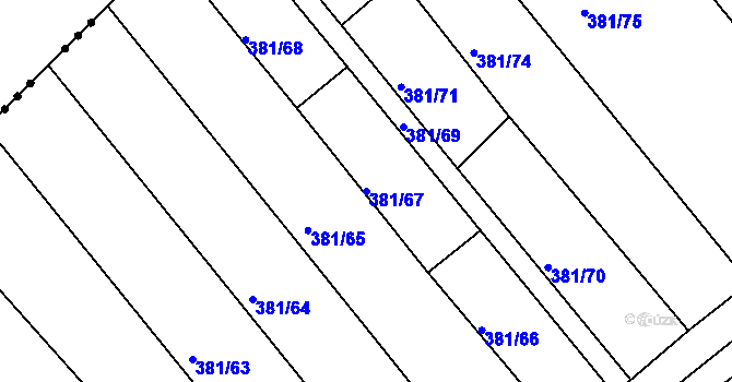 Parcela st. 381/67 v KÚ Mechová, Katastrální mapa
