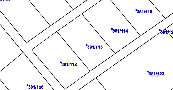 Parcela st. 381/113 v KÚ Mechová, Katastrální mapa