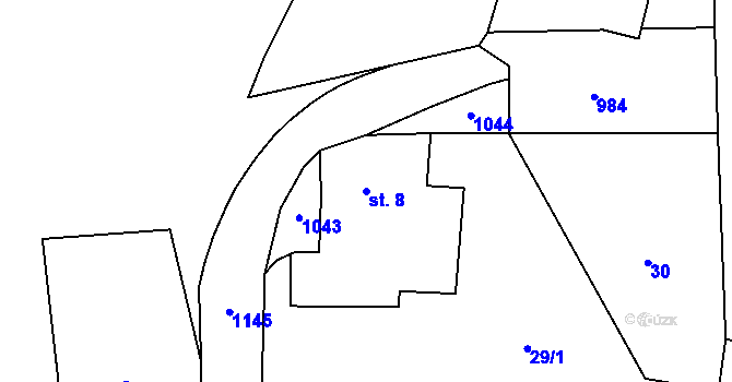 Parcela st. 8 v KÚ Palič, Katastrální mapa