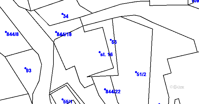 Parcela st. 16 v KÚ Palič, Katastrální mapa
