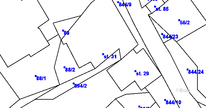 Parcela st. 31 v KÚ Palič, Katastrální mapa