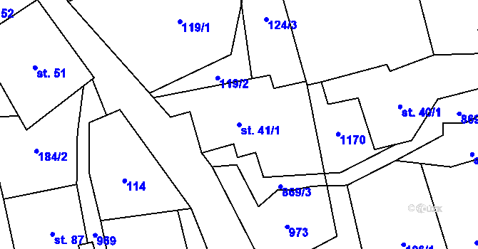 Parcela st. 41/1 v KÚ Palič, Katastrální mapa