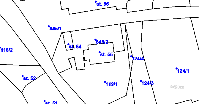 Parcela st. 55 v KÚ Palič, Katastrální mapa