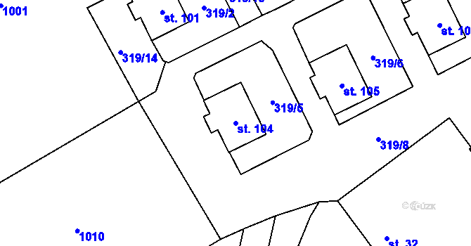 Parcela st. 104 v KÚ Palič, Katastrální mapa
