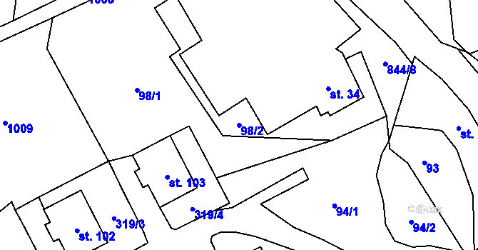 Parcela st. 98/2 v KÚ Palič, Katastrální mapa