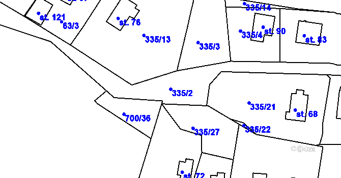 Parcela st. 335/2 v KÚ Stebnice, Katastrální mapa