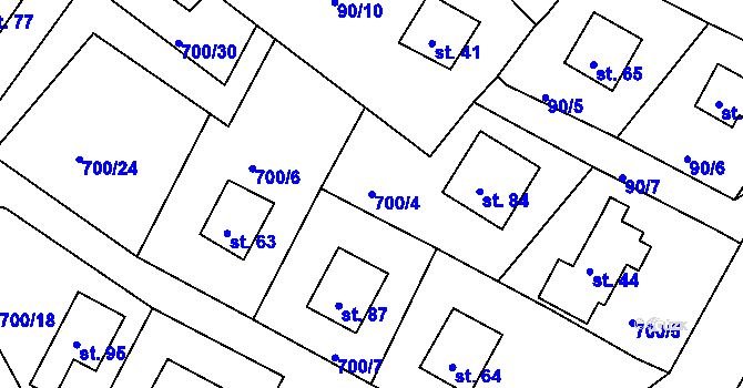 Parcela st. 700/4 v KÚ Stebnice, Katastrální mapa