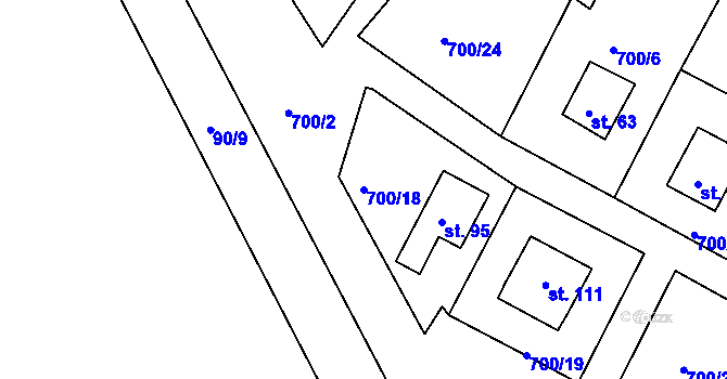 Parcela st. 700/18 v KÚ Stebnice, Katastrální mapa