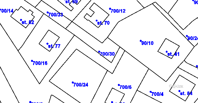 Parcela st. 700/30 v KÚ Stebnice, Katastrální mapa