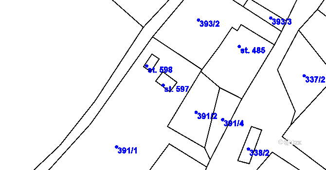 Parcela st. 597 v KÚ Lipová u Šluknova, Katastrální mapa