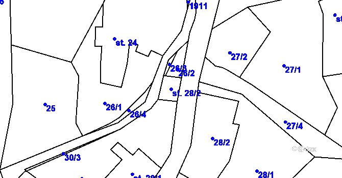 Parcela st. 28/2 v KÚ Lipová u Šluknova, Katastrální mapa