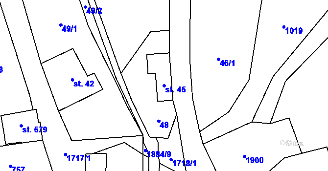 Parcela st. 45 v KÚ Lipová u Šluknova, Katastrální mapa