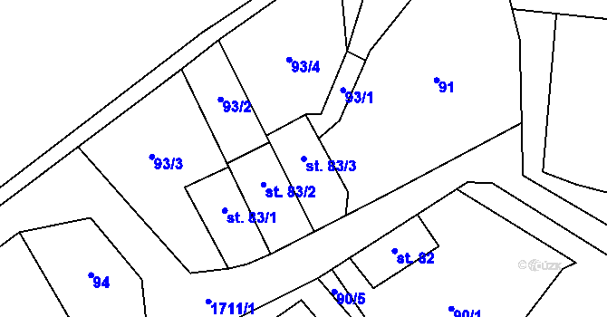 Parcela st. 83/3 v KÚ Lipová u Šluknova, Katastrální mapa