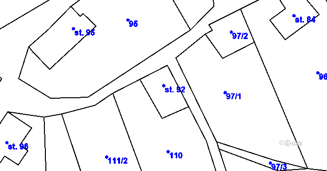 Parcela st. 92 v KÚ Lipová u Šluknova, Katastrální mapa