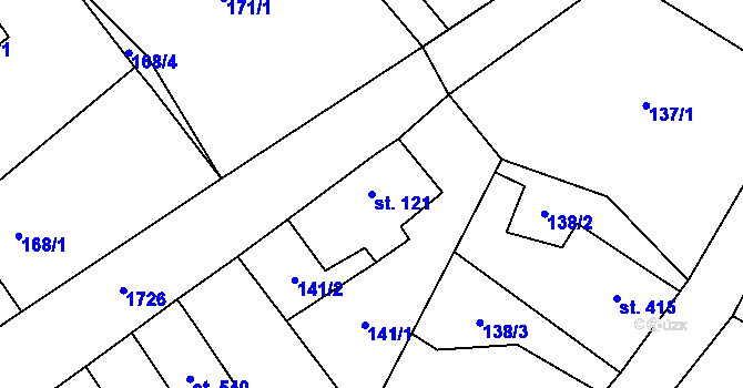 Parcela st. 121 v KÚ Lipová u Šluknova, Katastrální mapa