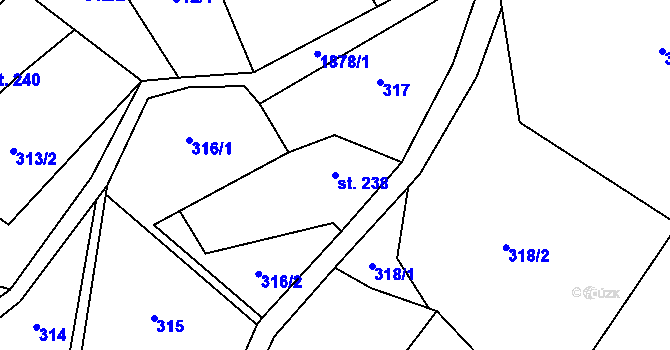 Parcela st. 238 v KÚ Lipová u Šluknova, Katastrální mapa