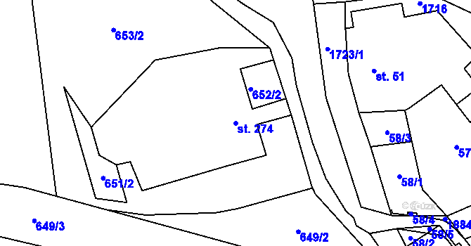 Parcela st. 274 v KÚ Lipová u Šluknova, Katastrální mapa
