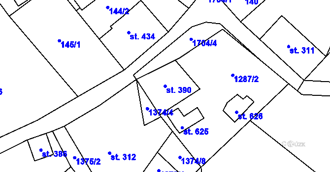 Parcela st. 390 v KÚ Lipová u Šluknova, Katastrální mapa