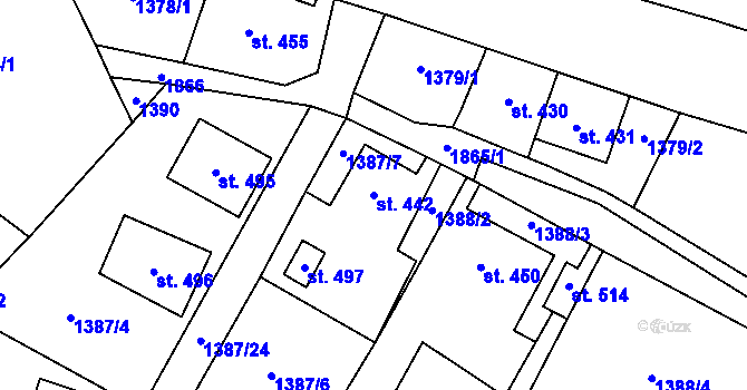 Parcela st. 442 v KÚ Lipová u Šluknova, Katastrální mapa