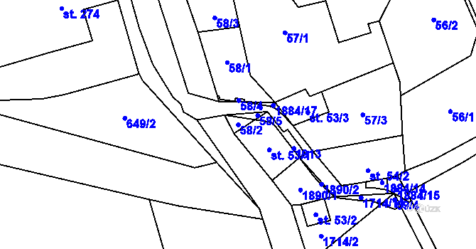 Parcela st. 58/2 v KÚ Lipová u Šluknova, Katastrální mapa