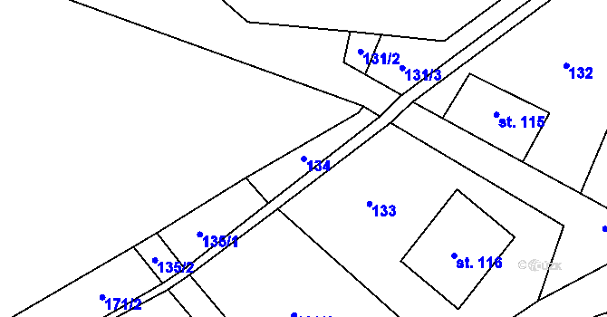 Parcela st. 134 v KÚ Lipová u Šluknova, Katastrální mapa