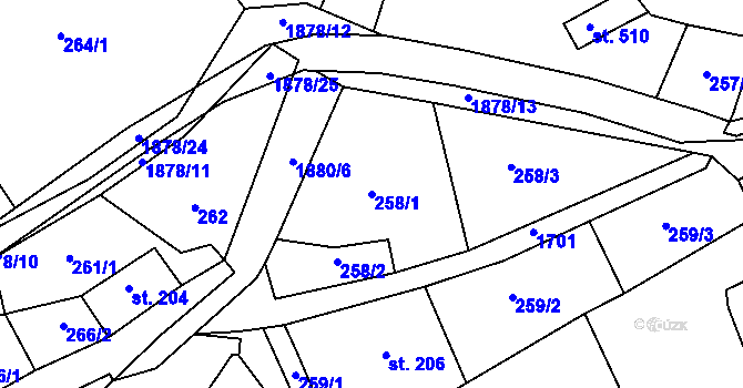 Parcela st. 258/1 v KÚ Lipová u Šluknova, Katastrální mapa