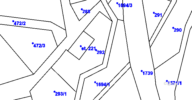 Parcela st. 292 v KÚ Lipová u Šluknova, Katastrální mapa