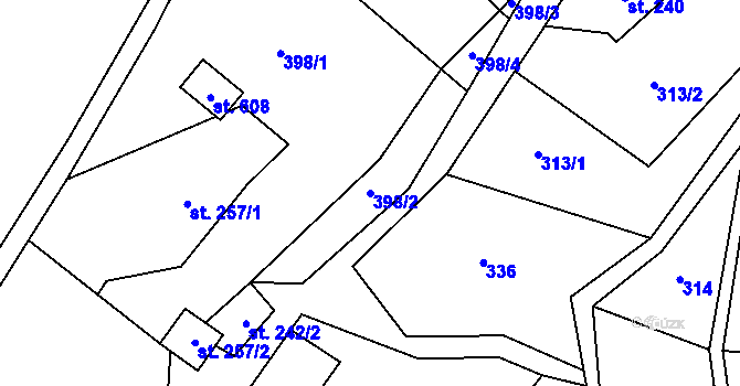 Parcela st. 398/2 v KÚ Lipová u Šluknova, Katastrální mapa