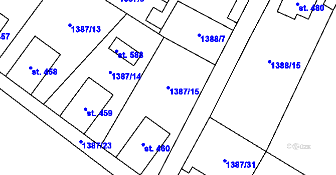 Parcela st. 1387/15 v KÚ Lipová u Šluknova, Katastrální mapa