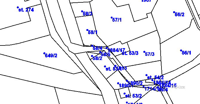Parcela st. 58/5 v KÚ Lipová u Šluknova, Katastrální mapa