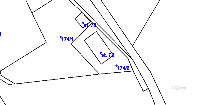 Parcela st. 72 v KÚ Liščí, Katastrální mapa