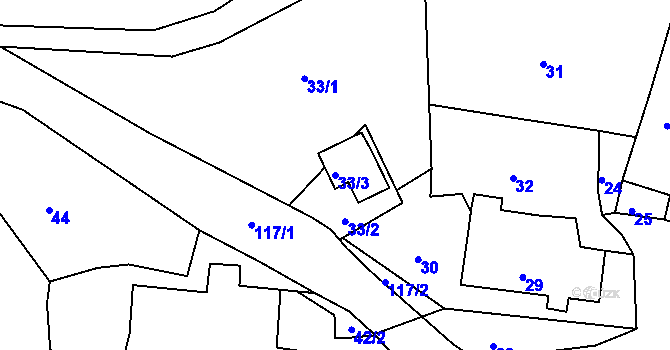 Parcela st. 33/3 v KÚ Libov, Katastrální mapa