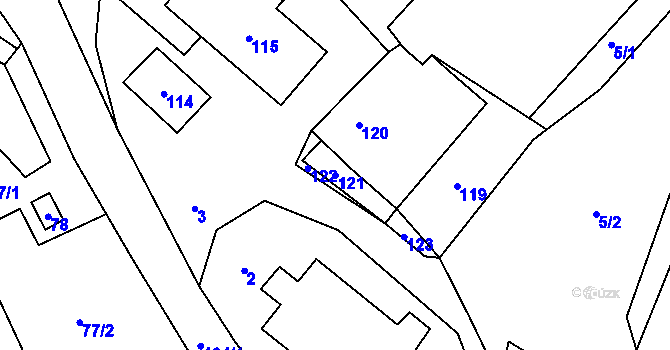Parcela st. 121 v KÚ Lipová pod Blanskem, Katastrální mapa