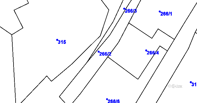 Parcela st. 266/2 v KÚ Lipová pod Blanskem, Katastrální mapa