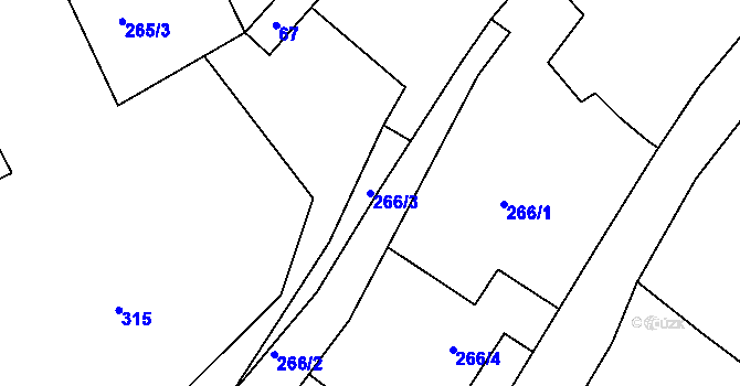Parcela st. 266/3 v KÚ Lipová pod Blanskem, Katastrální mapa