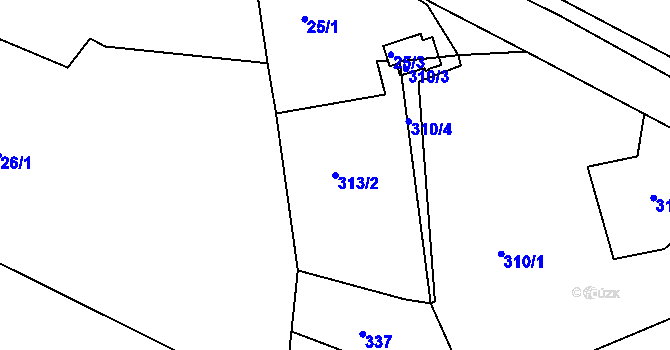Parcela st. 313/2 v KÚ Lipová pod Blanskem, Katastrální mapa