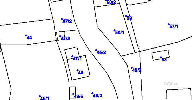 Parcela st. 45/2 v KÚ Radešín u Lipové, Katastrální mapa